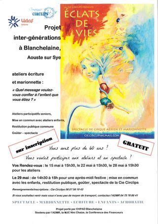 Affiche du projet intergénérationnel à Blanchelaine