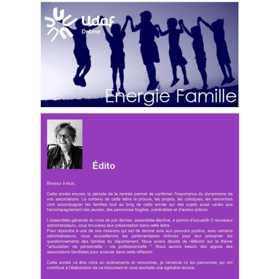 Capture d'écran Lettre Energie Famille