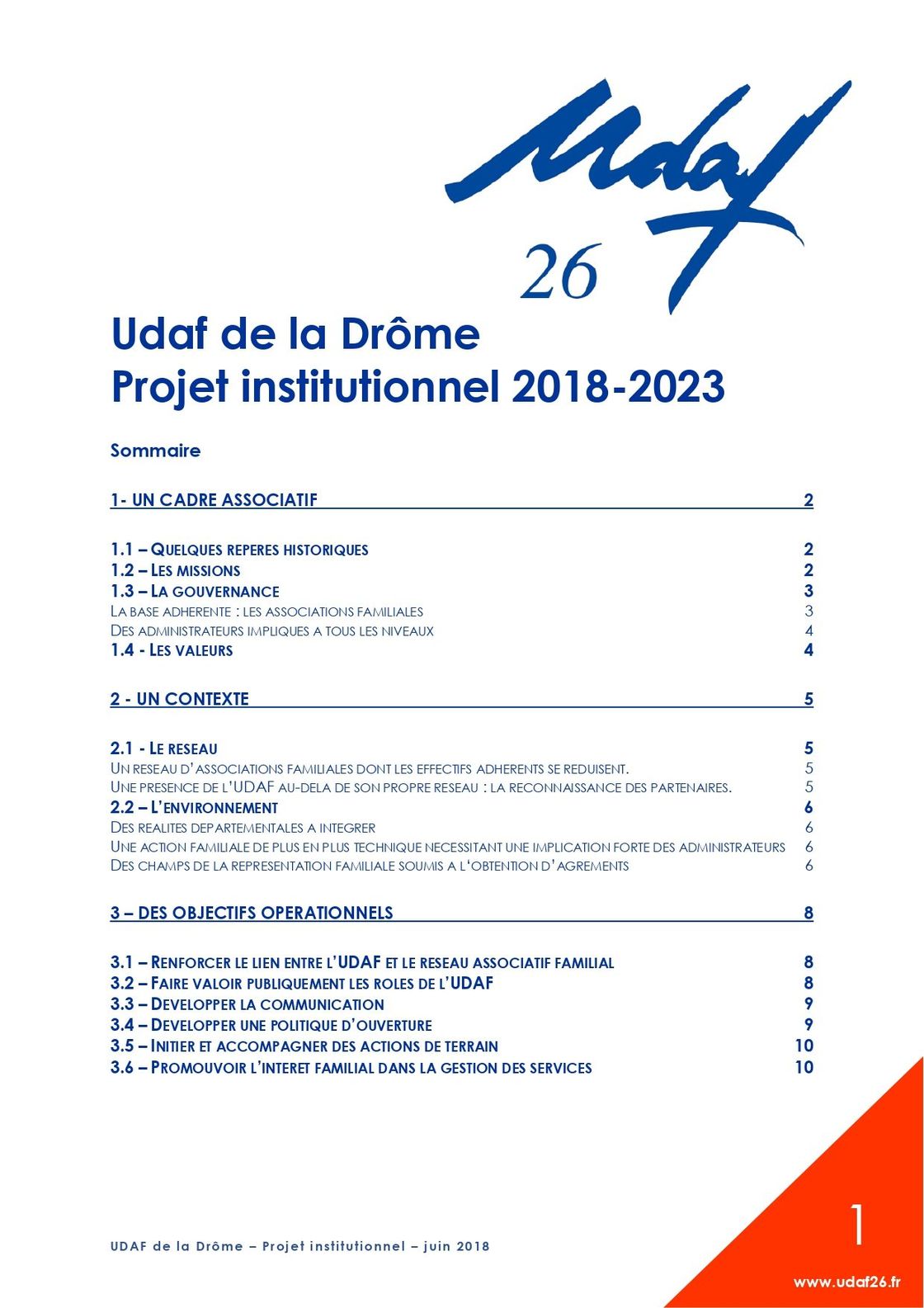 Projet institutionnel 2018-2023 de l'Udaf de la Drôme
