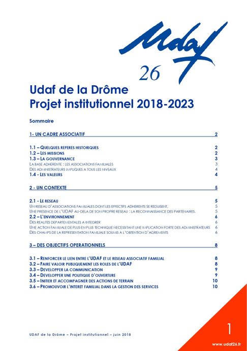 Projet institutionnel 2018-2023 de l'Udaf de la Drôme